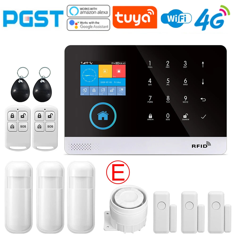 -103 Graffiti Alarm System, 4G Secure Home Wifi Smart Home Alarm, Wireless Security System Device, Controlled by Smart Life