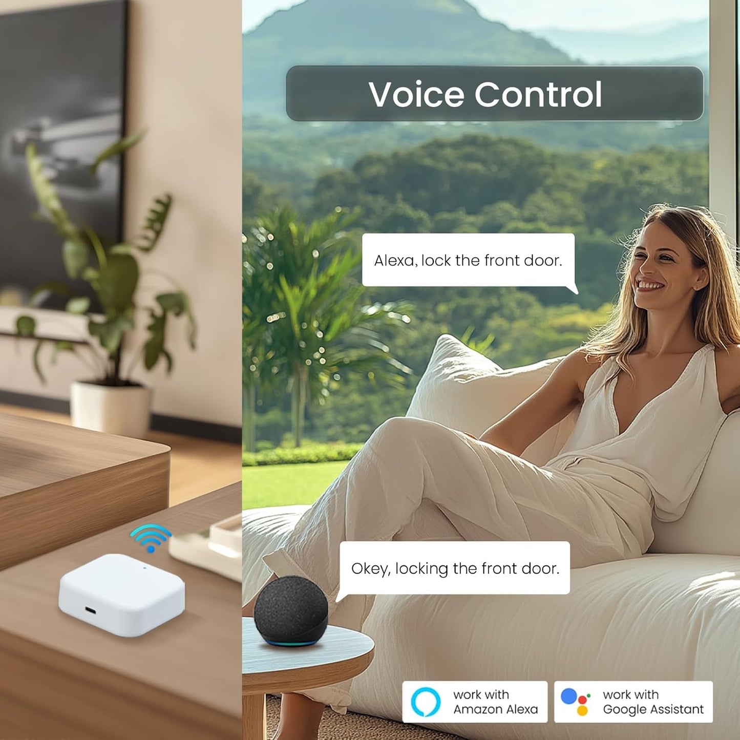G2 Smart Lock Wi-Fi Gateway, Gateway for Smart Door Lock, Wi-Fi Bridge, Remote Control Smart Lock, Compatible with Ttlock App, Compatible with Alexa, Google Assistant