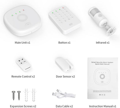 Home Security System 9-Piece Work with Alexa & Google No Monthly Fees,Wifi+4G Mobile App Control with Instant Alerts and Auto Alarm Dial,Door/Window Sensors+Motion Detectors+Remote,24/7 Monitoring