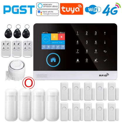 -103 Graffiti Alarm System, 4G Secure Home Wifi Smart Home Alarm, Wireless Security System Device, Controlled by Smart Life