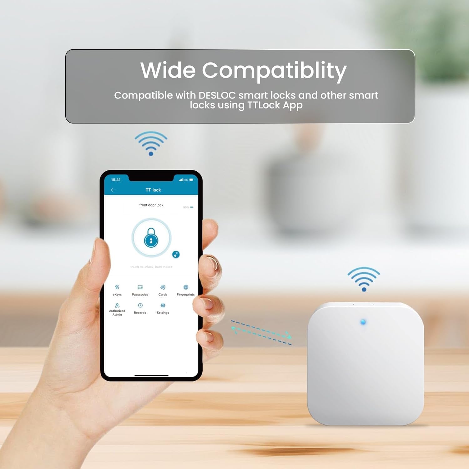 G2 Smart Lock Wi-Fi Gateway, Gateway for Smart Door Lock, Wi-Fi Bridge, Remote Control Smart Lock, Compatible with Ttlock App, Compatible with Alexa, Google Assistant