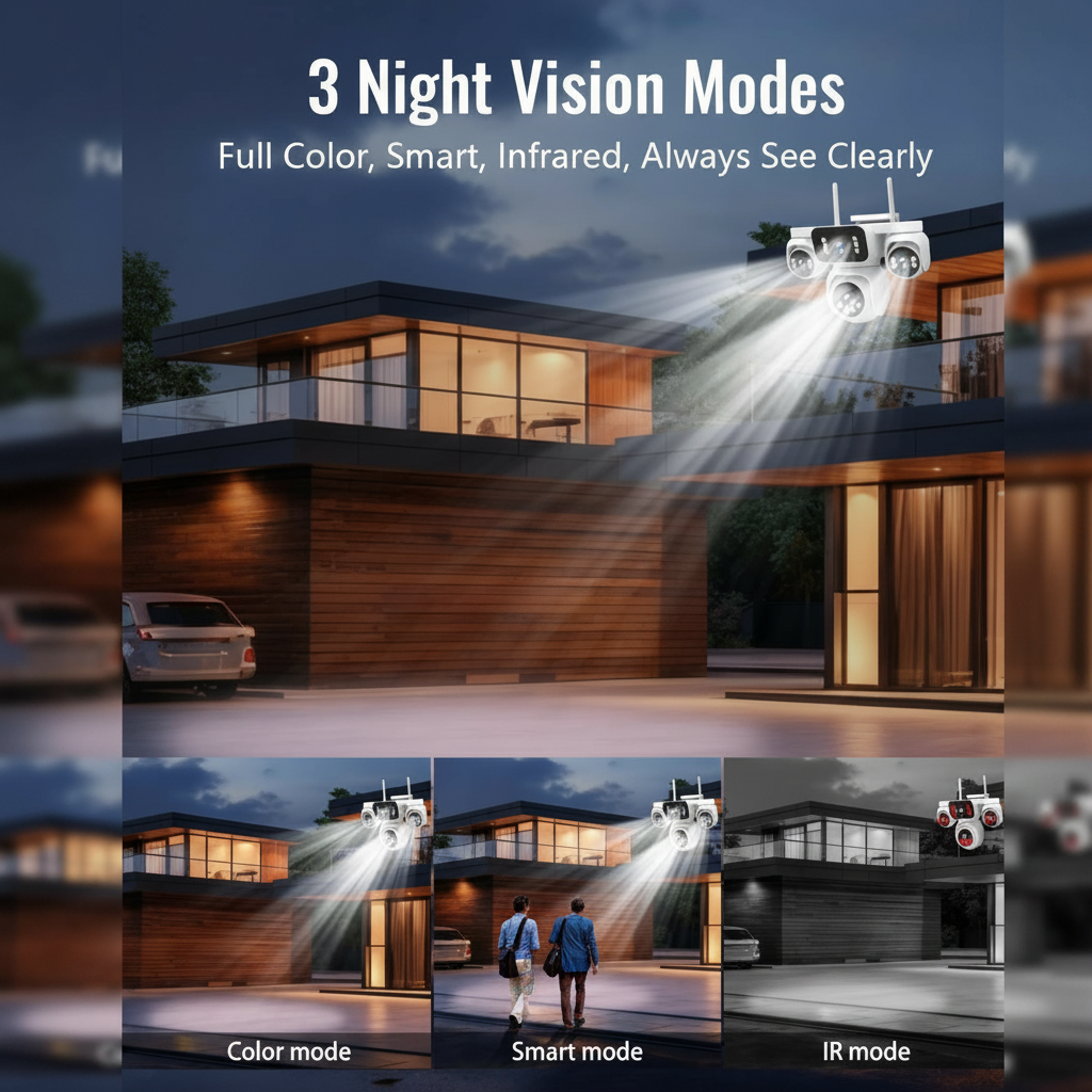 4-Lens Wireless Outdoor Camera for Home Security