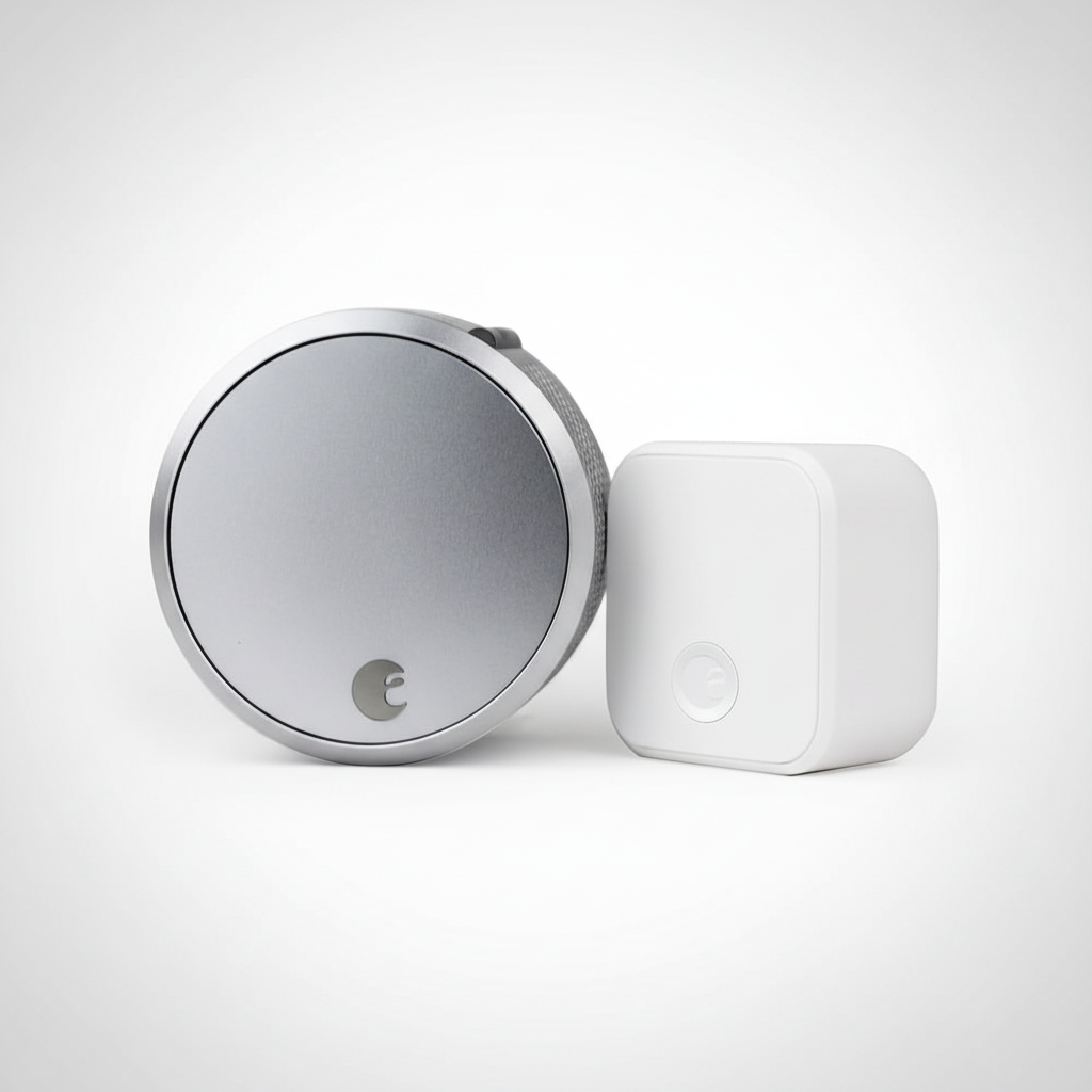 Home Smart Lock Pro + Connect Hub - Wi-Fi Smart Lock for Keyless Entry - Works with Alexa, Google Assistant, and More – Silver