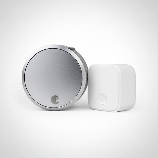Home Smart Lock Pro + Connect Hub - Wi-Fi Smart Lock for Keyless Entry - Works with Alexa, Google Assistant, and More – Silver